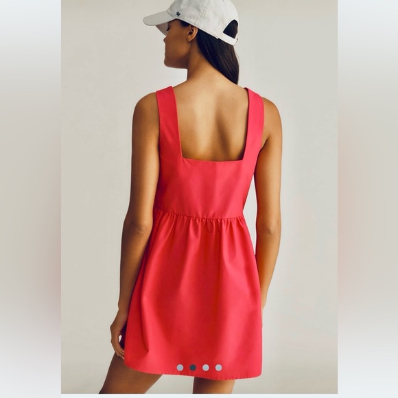 Anthropologie Daily Practice Sleeveless Mini Dress Size Large Pink Split Neck - Picture 2 of 13